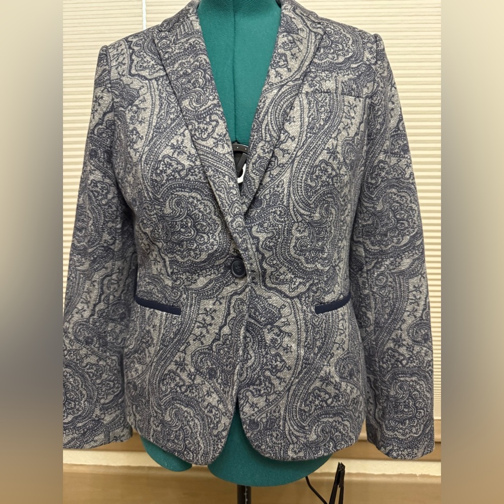 Grey and Navy Paisley Blazer